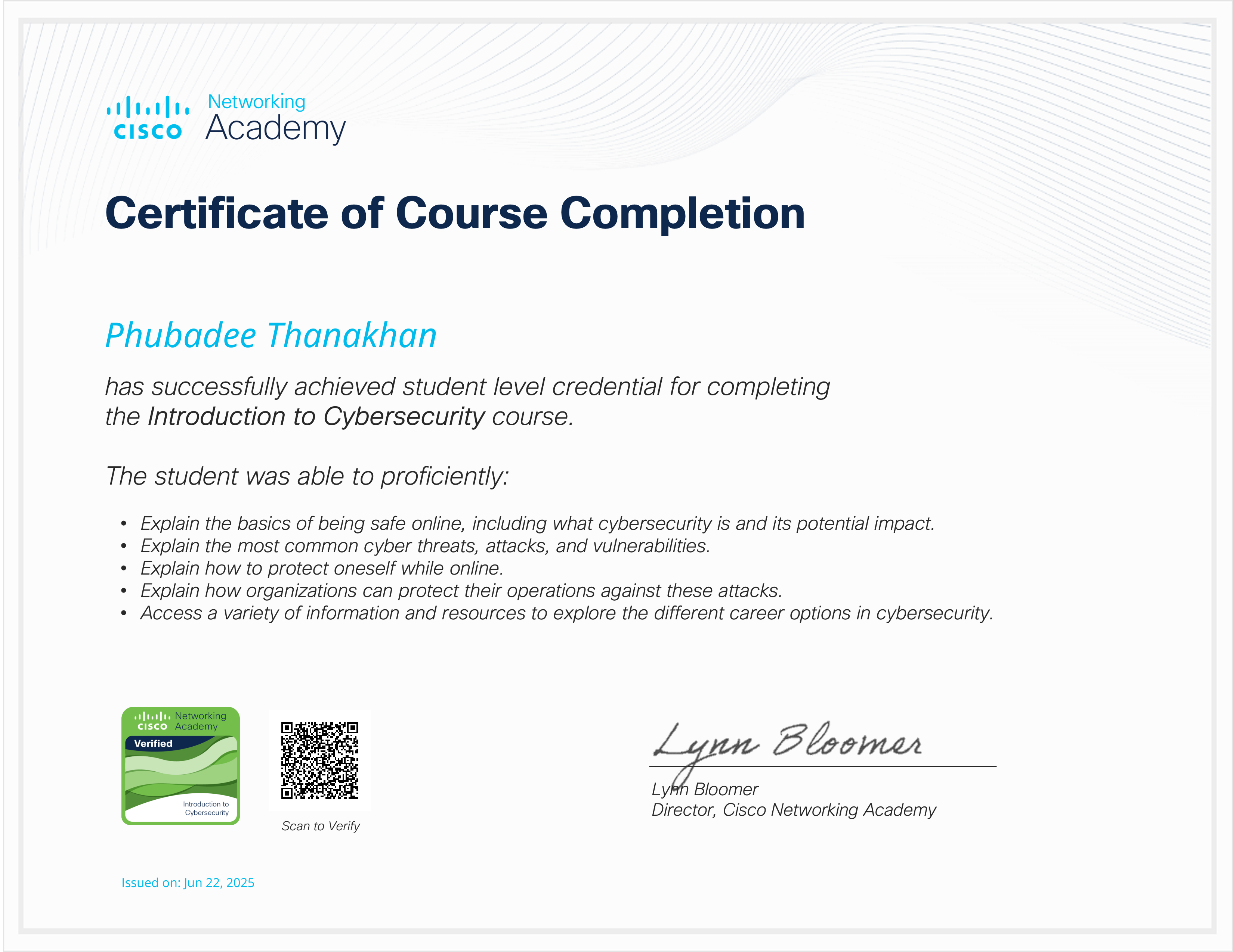 Cisco Introduction to Cybersecurity